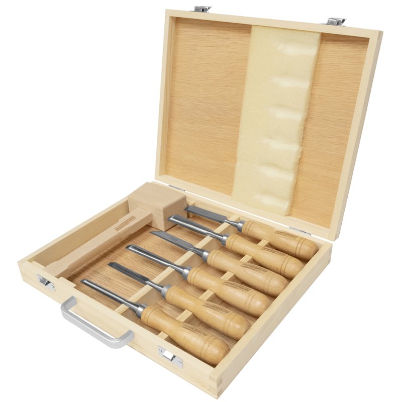 BRÜDER MANNESMANN GREEN LINE set d'outils de coupe, 7 pièces, coffret bois, poignées ergonomiques